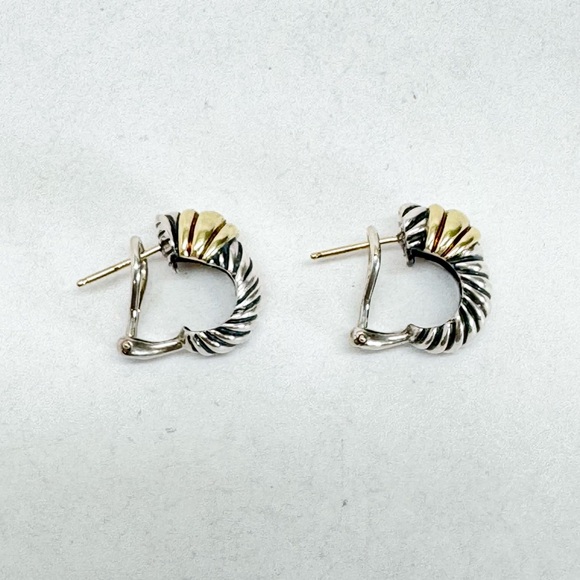 David Yurman .925/14K Gold Cable Shrimp Earrings - Picture 4 of 8